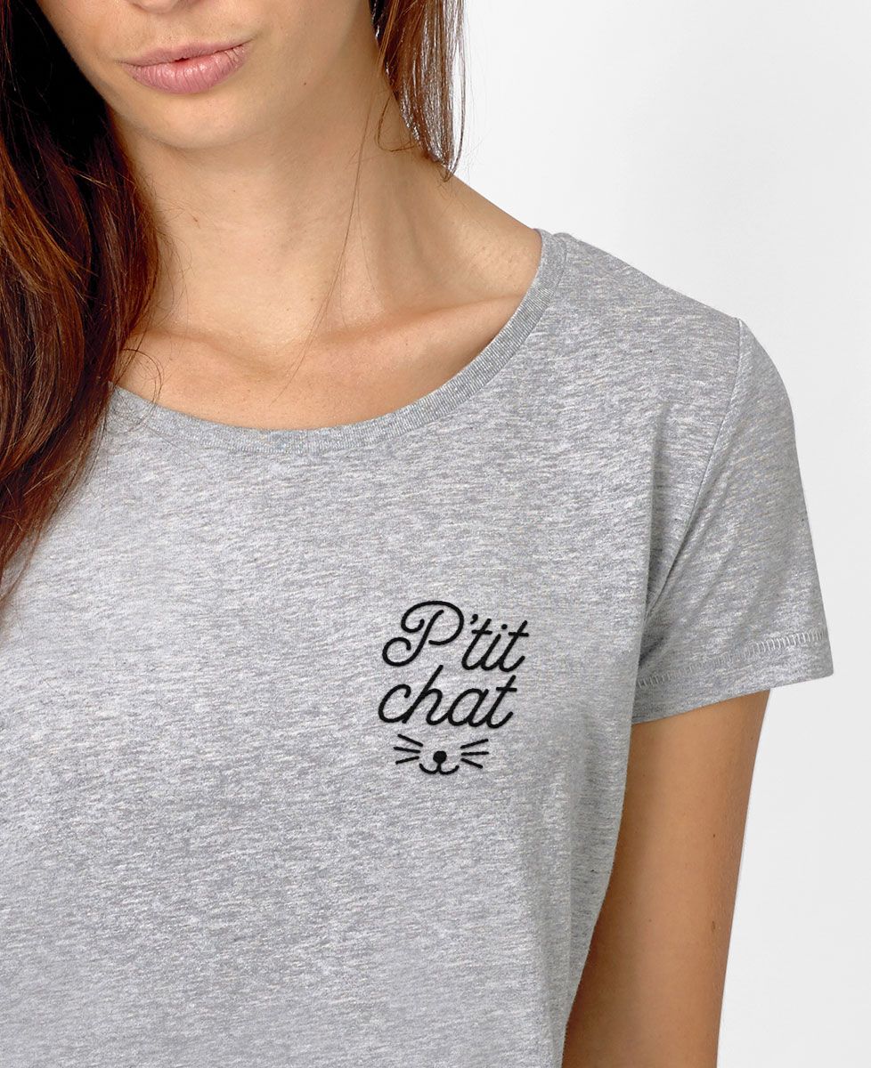 T-Shirt femme P'tit chat brodé