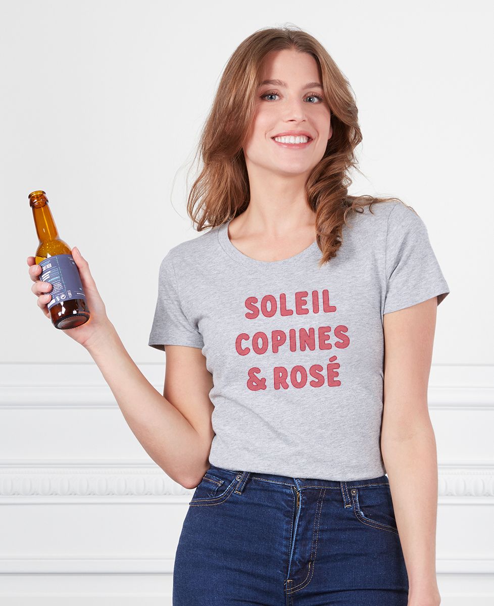 T-shirt femme Soleil copines & rosé - Apéro, EVJF