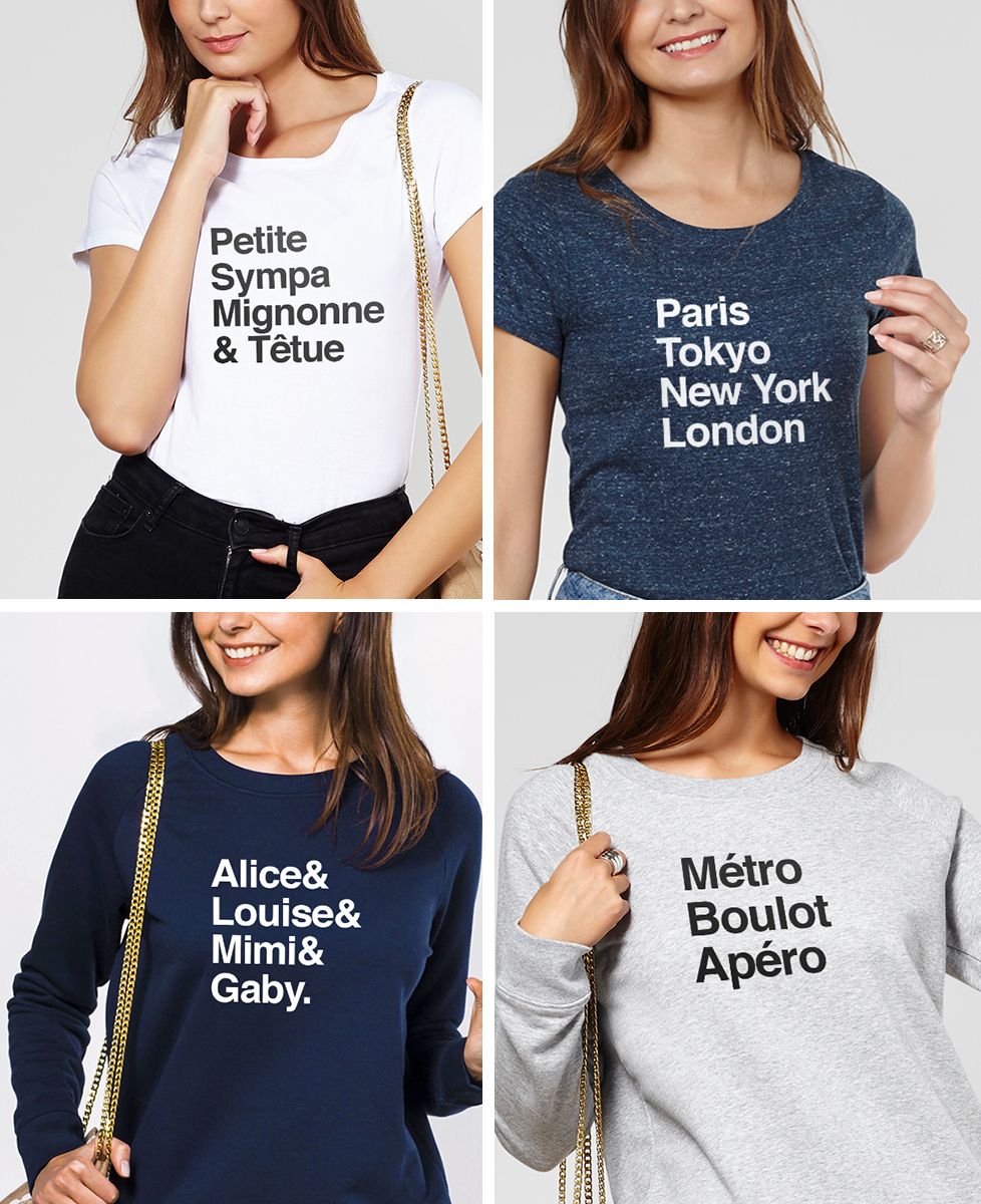 T-Shirt femme Message imprimé personnalisé - Liste