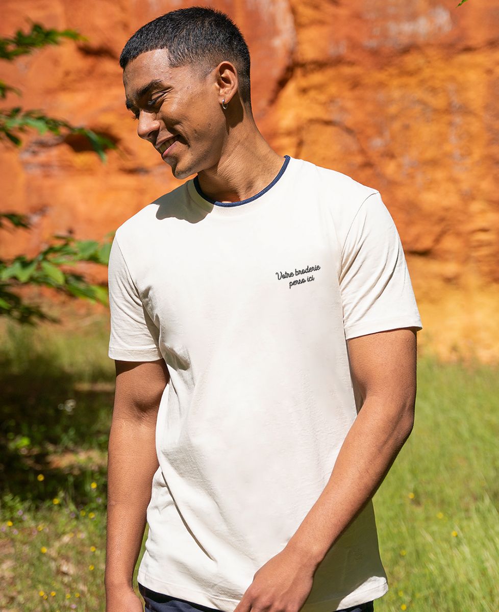 T-shirt recyclé texte brodé personnalisé - Main Image