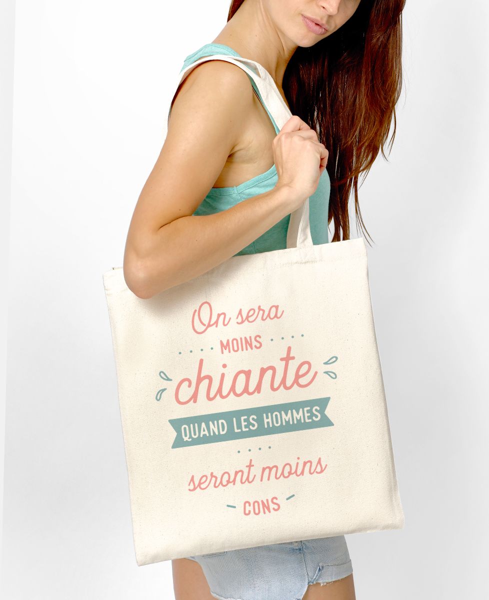 Tote bag On sera moins chiante