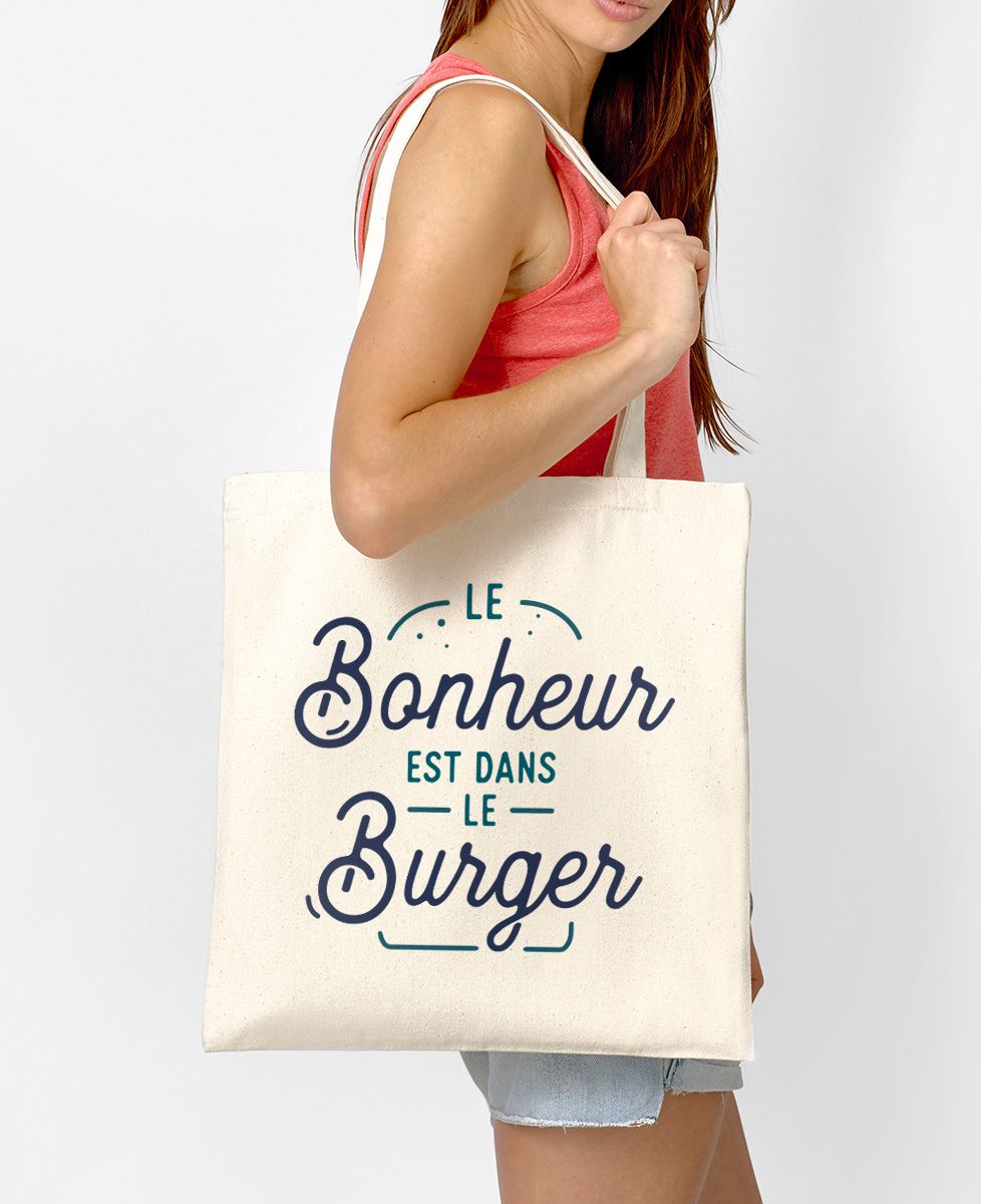 Tote bag Le bonheur est dans le burger
