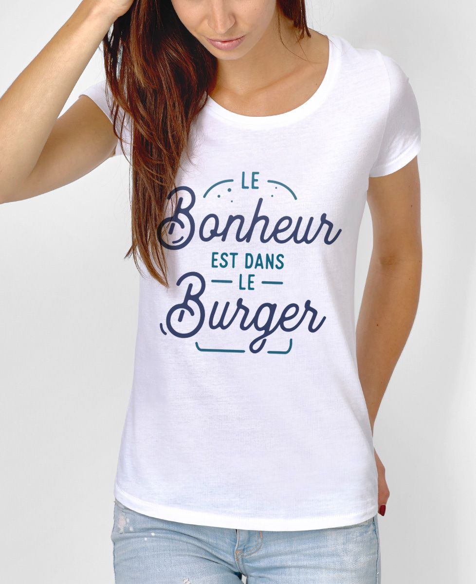 T-shirt femme Le bonheur est dans le burger