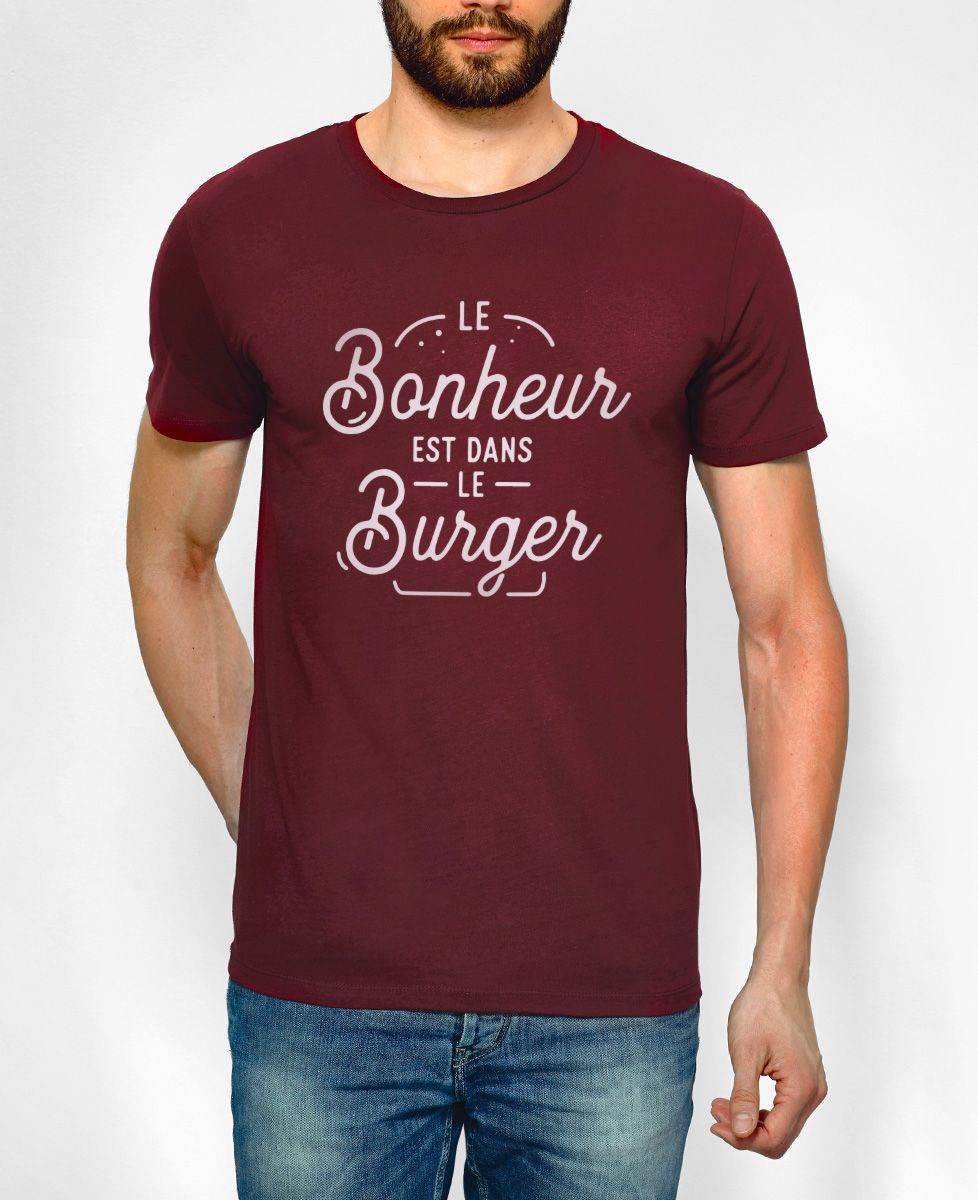 T-shirt homme Le bonheur est dans le burger