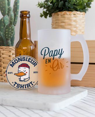 Chope de bière Papy en or - Apéro, Cadeaux Papy