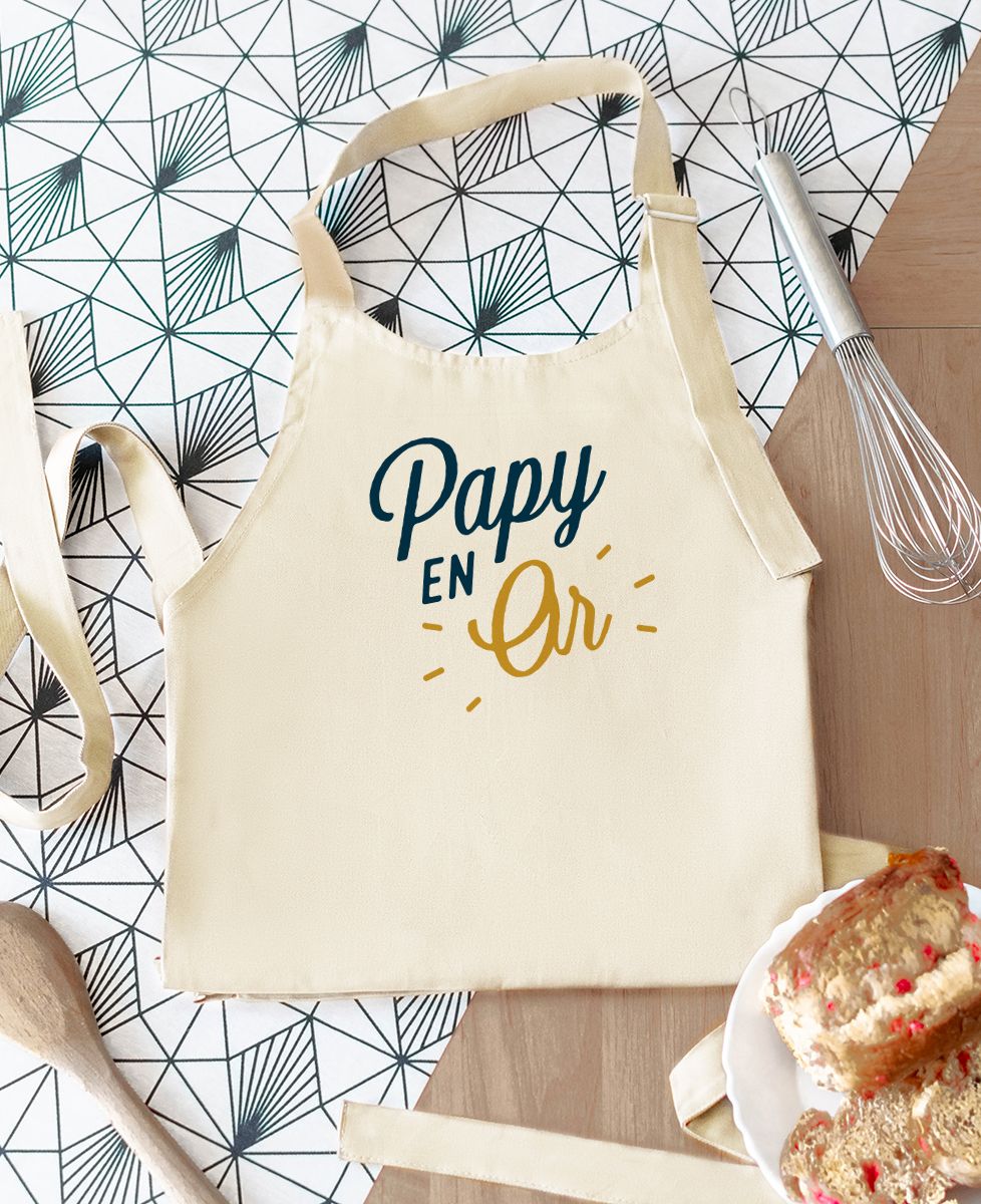 Tablier à poche Papy en or - Cadeaux Papy