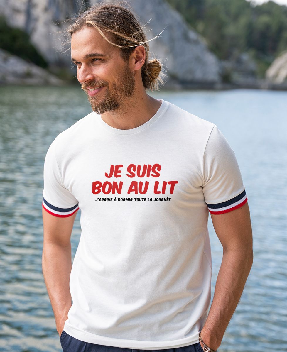 T-shirt homme recyclé Filgood Je suis bon au lit - Cadeaux Couple