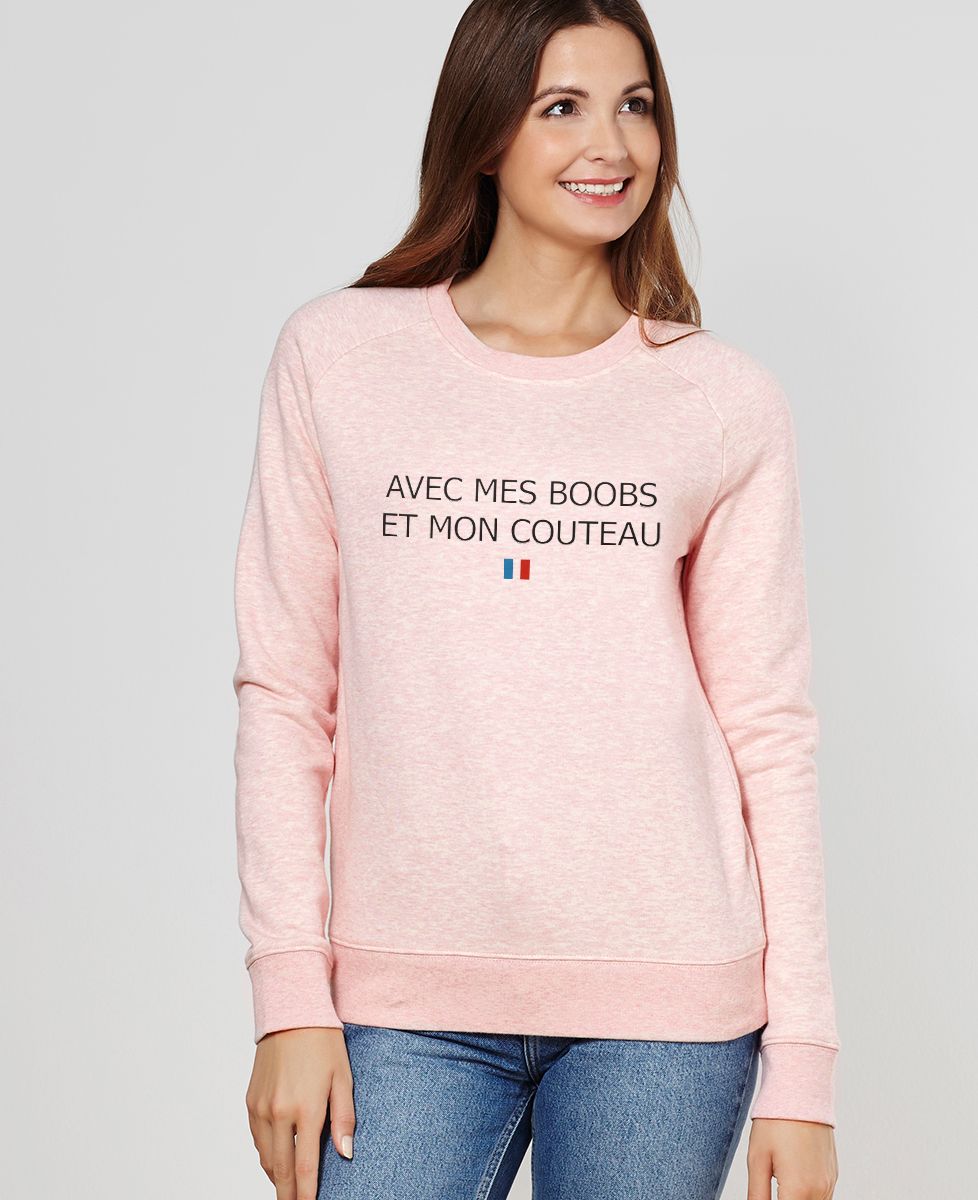 Sweatshirt femme Avec mes boobs et mon couteau