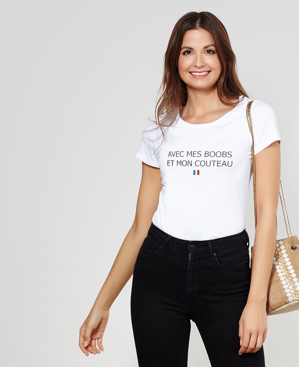 T-shirt femme Avec mes boobs et mon couteau