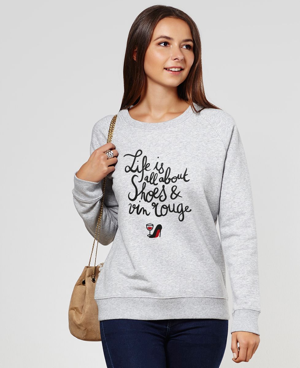 Sweatshirt femme Shoes & Vin rouge - Apéro, EVJF