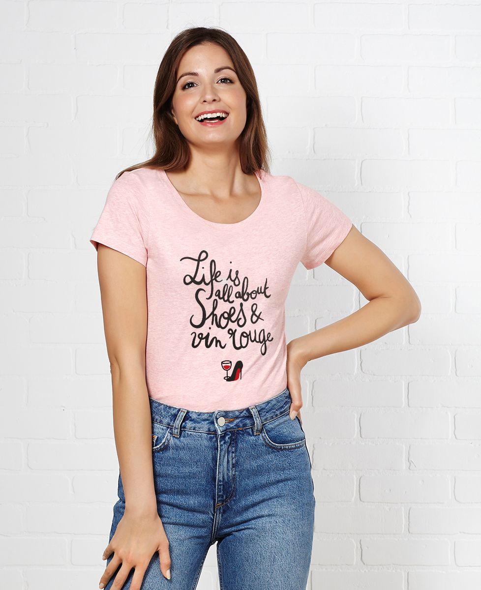 T-Shirt femme Shoes & Vin rouge