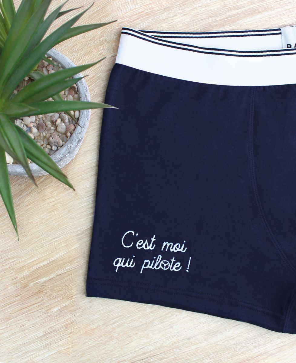 Boxer C'est moi qui pilote (brodé) - Cadeaux Couple
