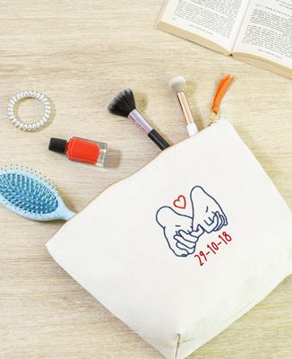 Pouches & makeup bags Personalized embroidered meeting date - Couple gifts