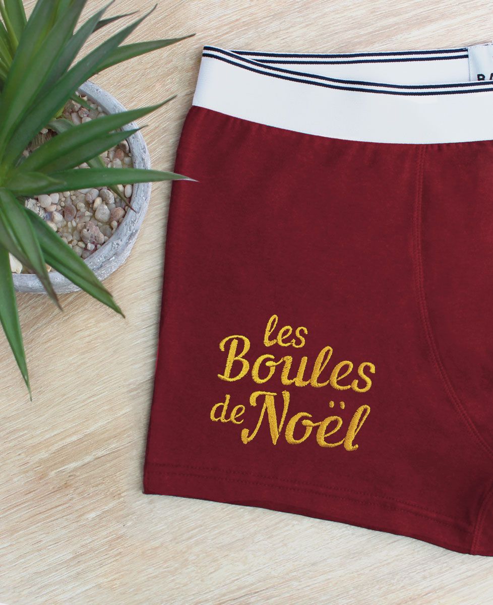 Boxer Les boules de Noël brodé - Cadeaux Couple