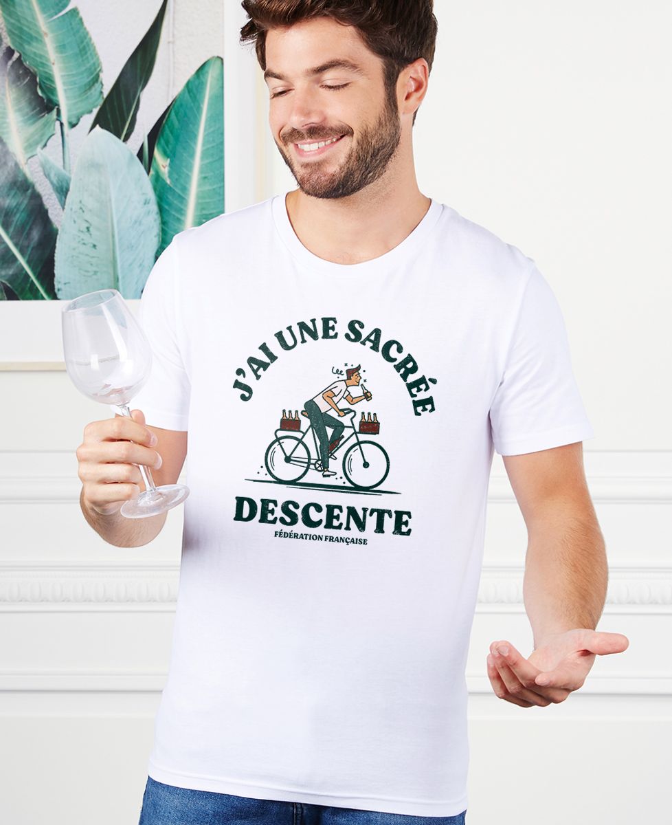 T-shirt homme J'ai une sacrée descente - Sport, Apéro, Vélo