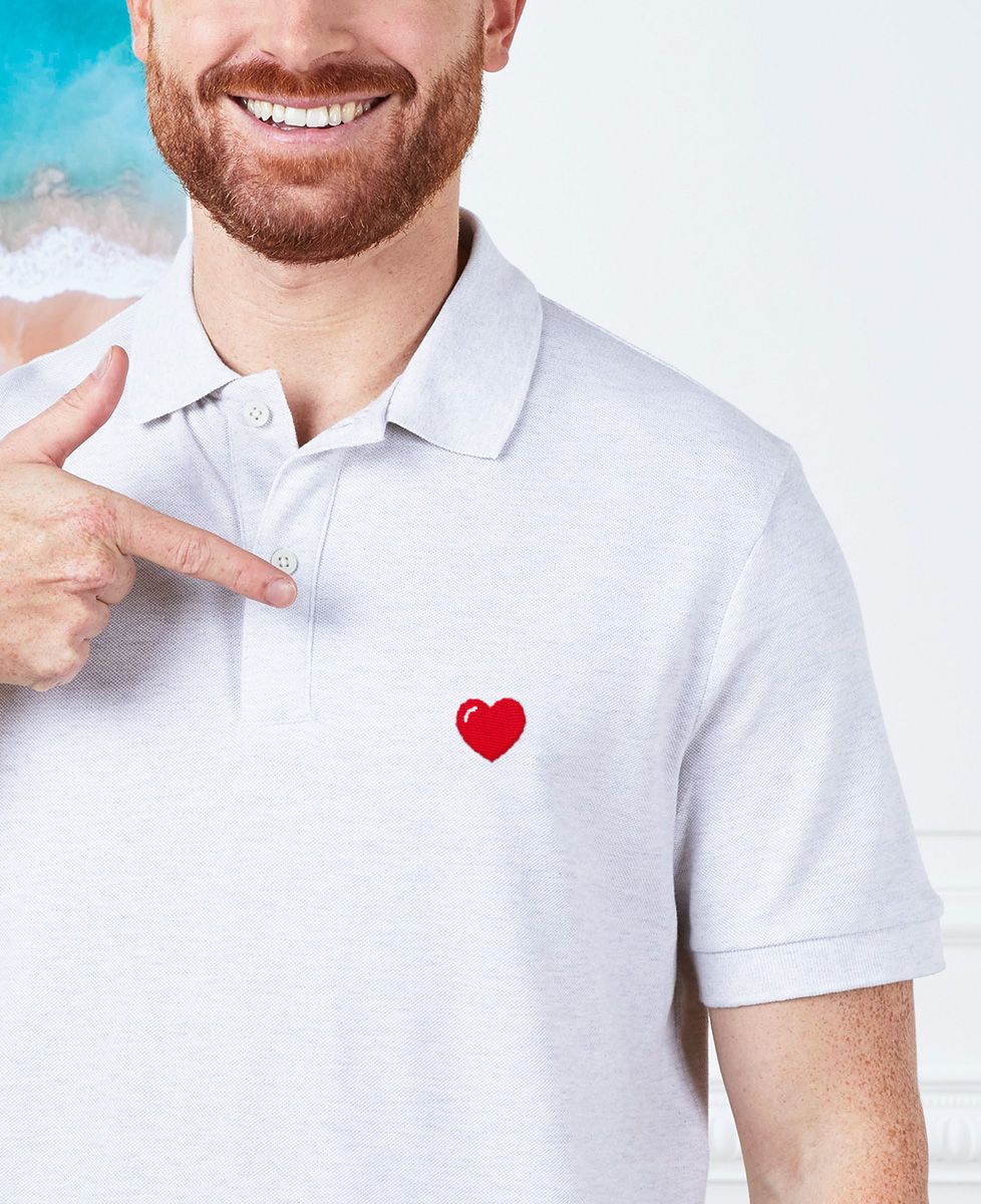Polo de hombre Corazón (bordado) - Regalos para parejas