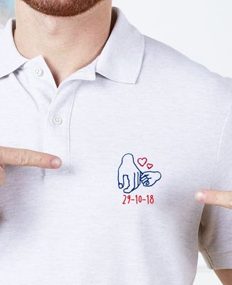 Polo homme Date de naissance brodé personnalisée - Cadeaux Papa, Cadeaux Maman, Future Maman