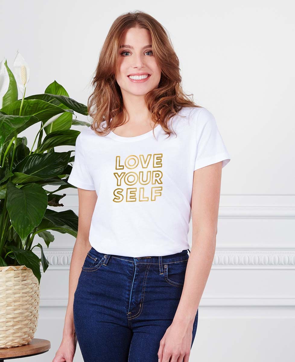 T-shirt femme Love your self (effet doré) - Apéro