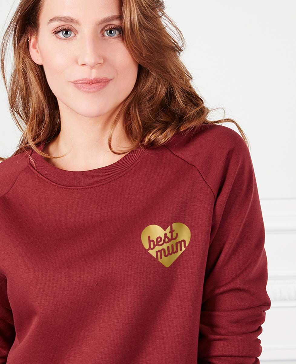 Sweatshirt femme Best mum coeur (effet doré) - Cadeaux Maman, Apéro