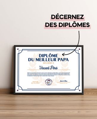 Affiche Diplôme personnalisé - Cadeaux Papa, Cadeaux Maman, Cadeaux Papy, Cadeaux Mamie, Cadeaux Frère, Cadeau Soeur, Future Maman