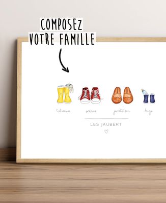 Affiche Famille chaussures personnalisé