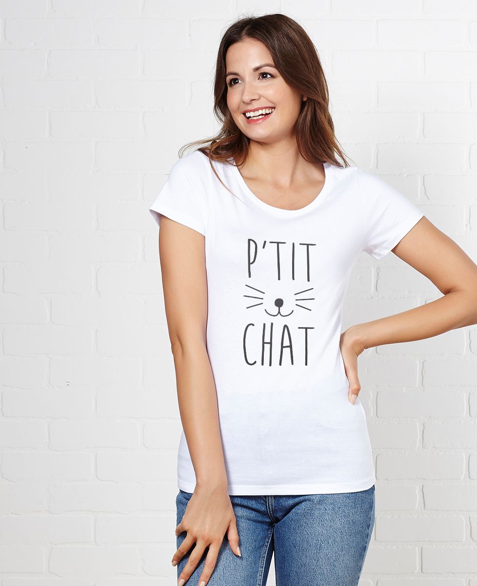 T-shirt femme P'tit chat - Cadeaux Couple