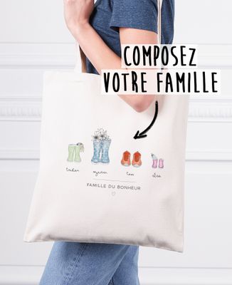 Tote bag Famille chaussures personnalisé