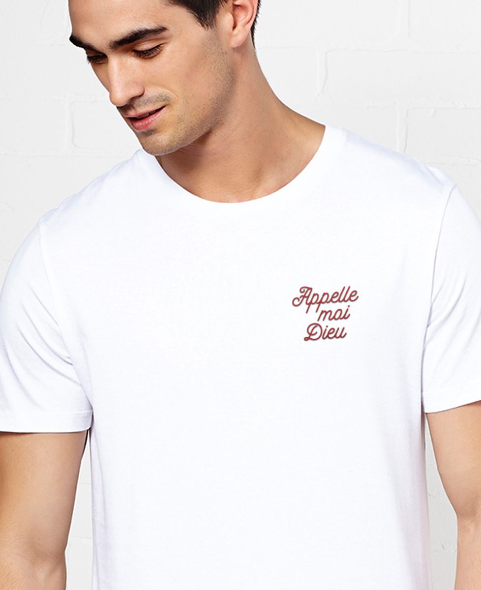 T-shirt homme Appelle-moi Dieu brodé - Cadeaux Couple