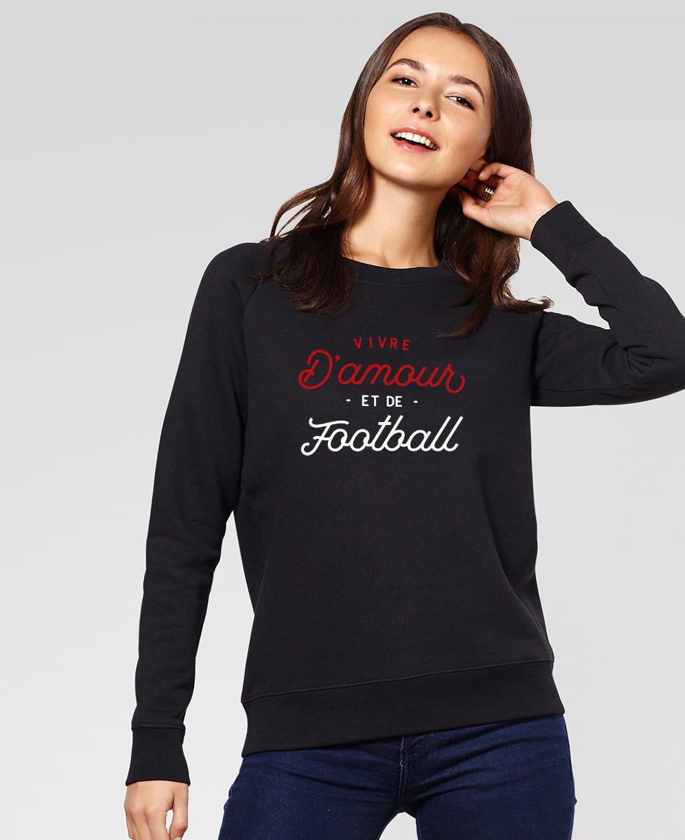 Sweatshirt femme Vivre d'amour et de football