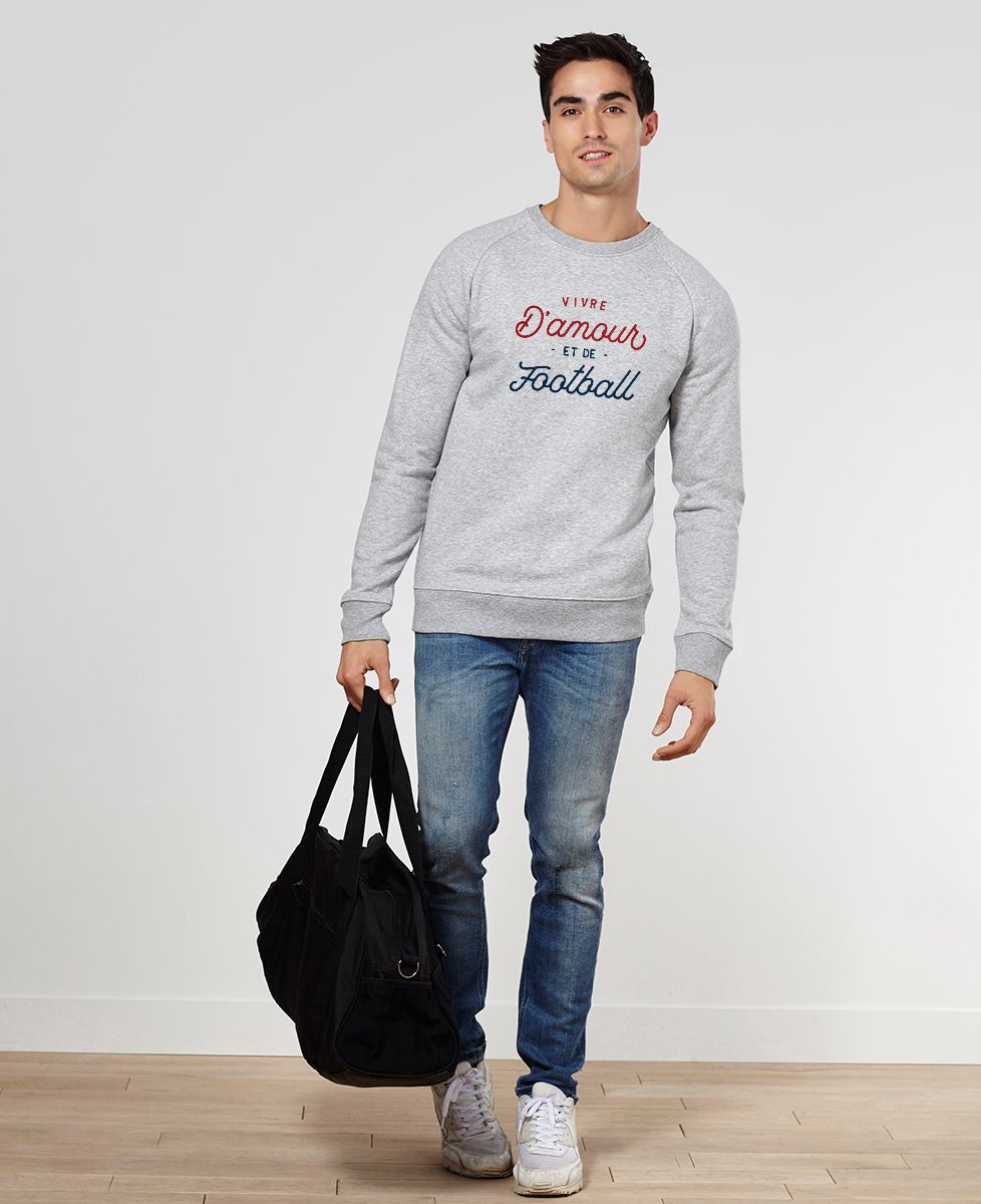 Sweatshirt homme Vivre d'amour et de football