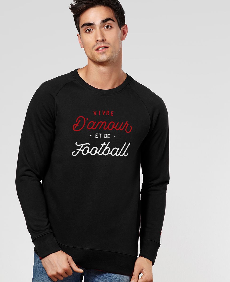 Sweatshirt homme Vivre d'amour et de football
