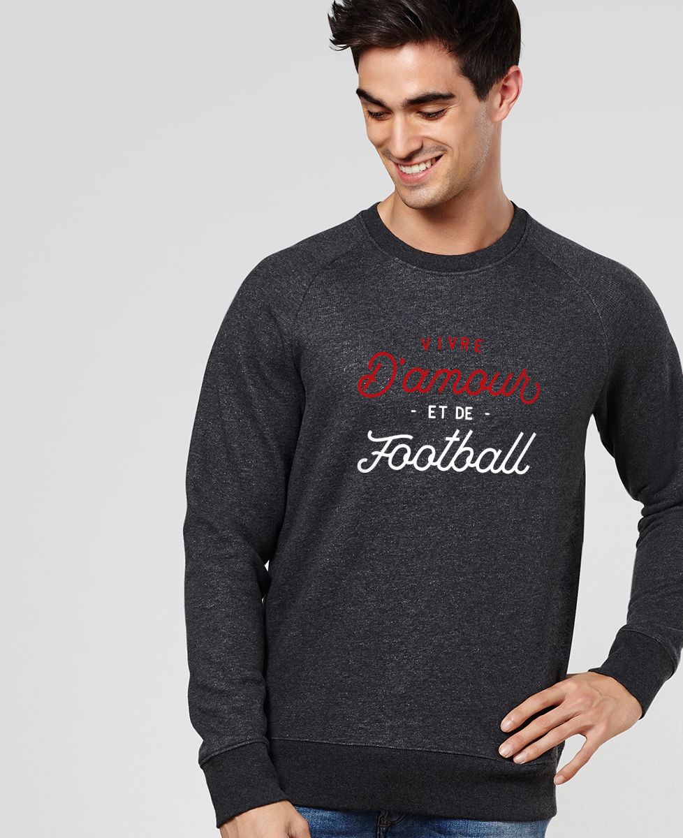 Sweatshirt homme Vivre d'amour et de football