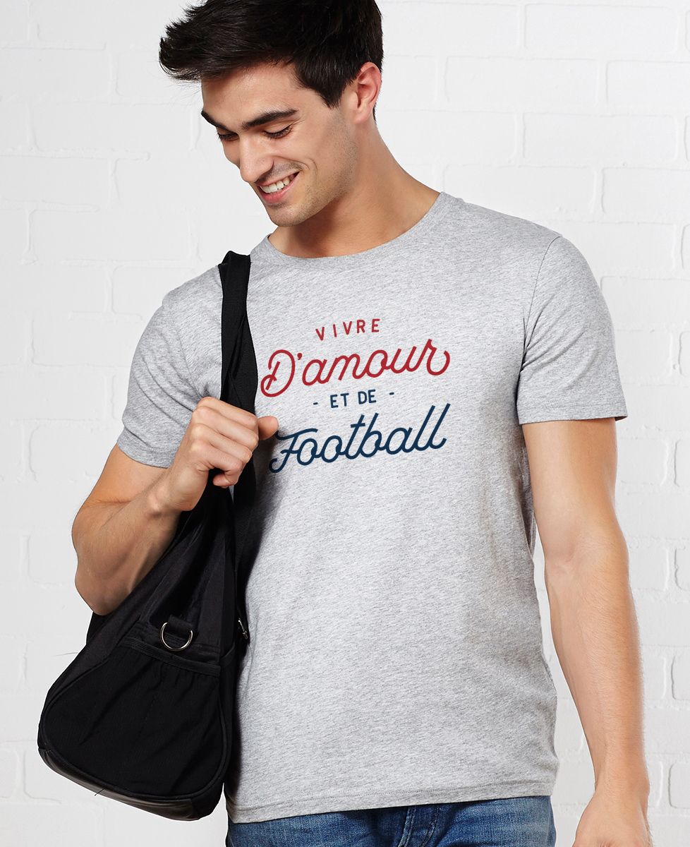 T-Shirt homme Vivre d'amour et de football