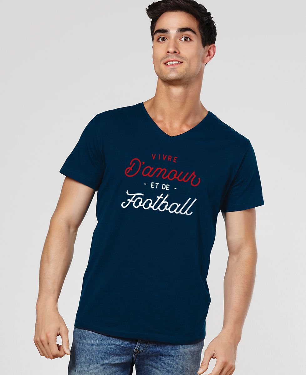 T-Shirt homme Vivre d'amour et de football