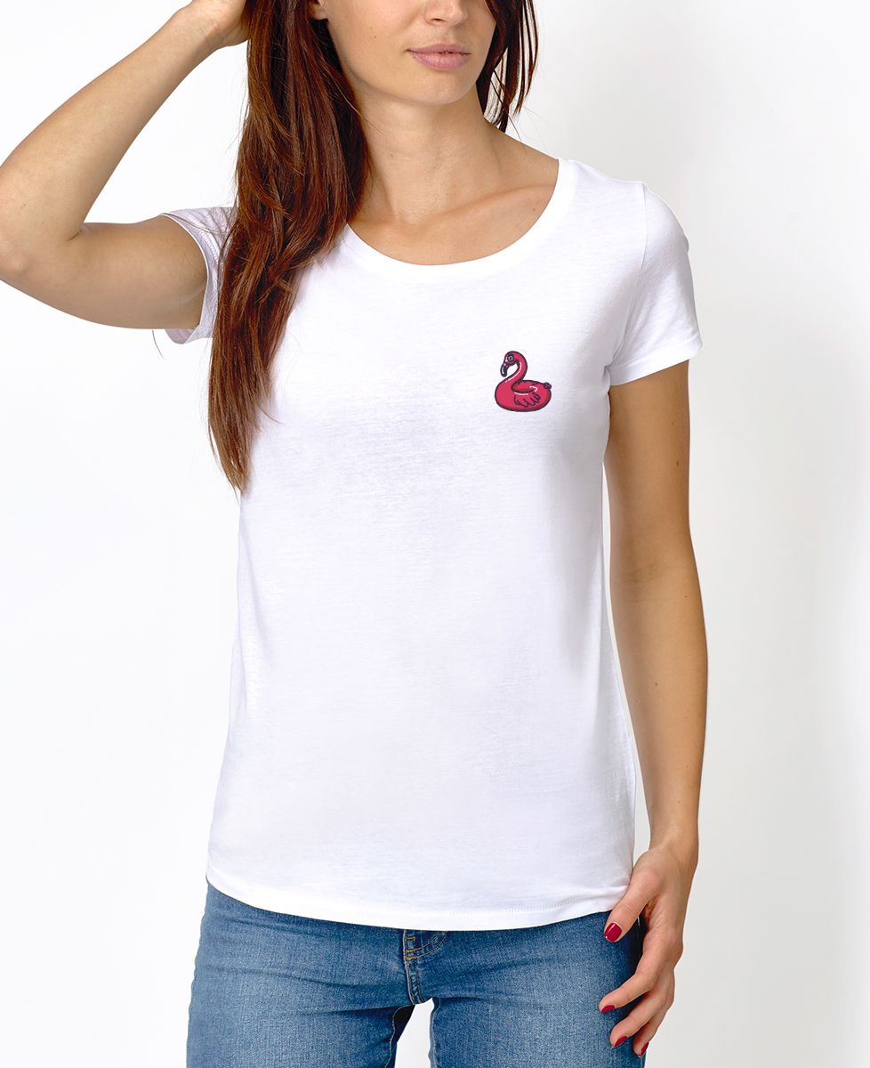 T-Shirt femme Écusson Bouée Flamant rose
