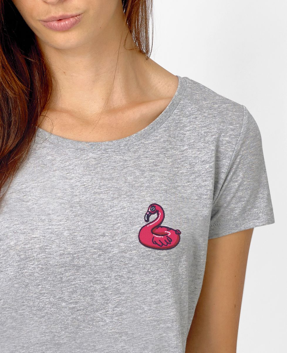 T-Shirt femme Écusson Bouée Flamant rose