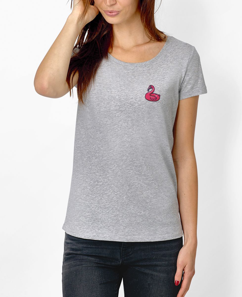 T-Shirt femme Écusson Bouée Flamant rose
