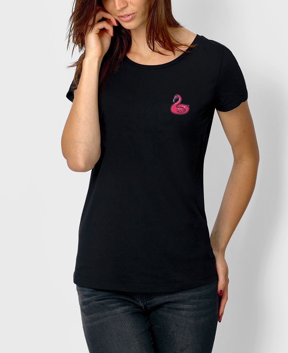 T-Shirt femme Écusson Bouée Flamant rose