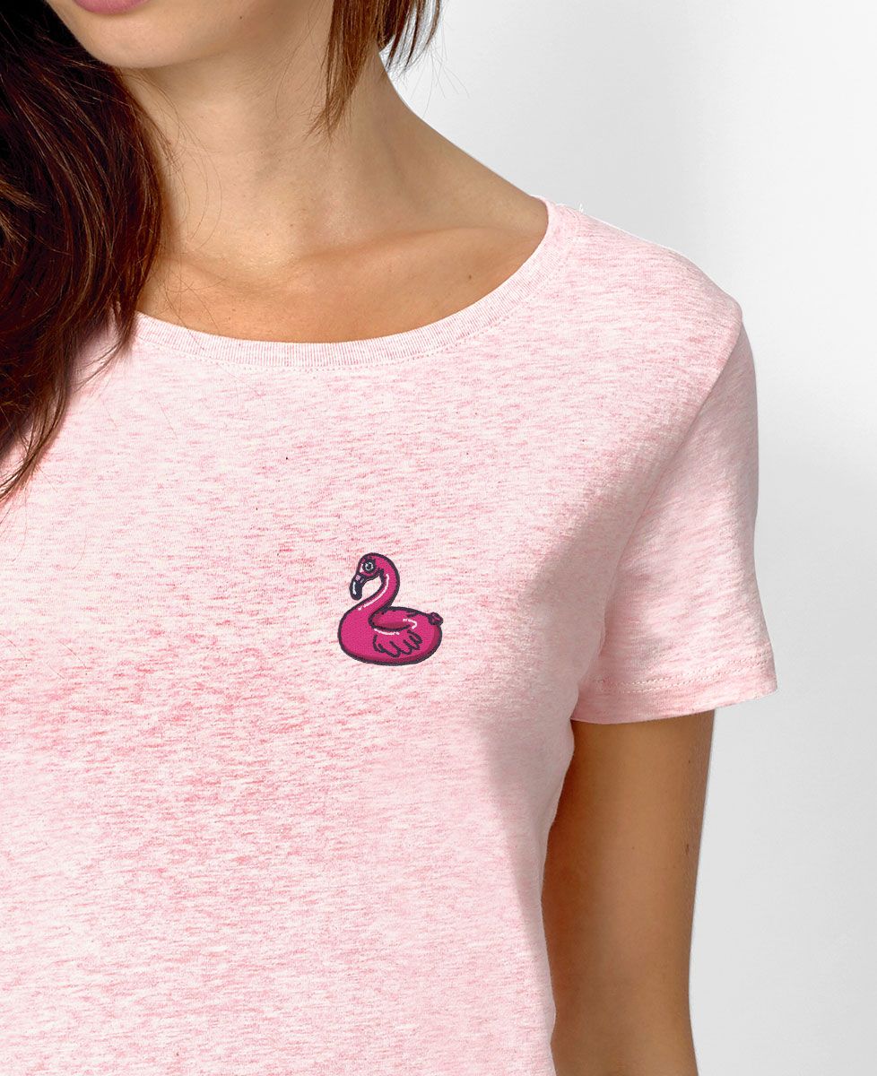 T-Shirt femme Écusson Bouée Flamant rose