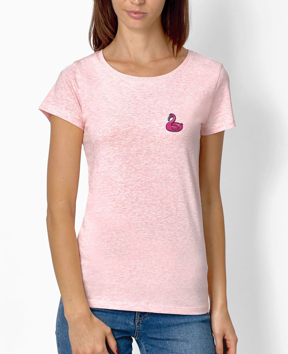 T-Shirt femme Écusson Bouée Flamant rose