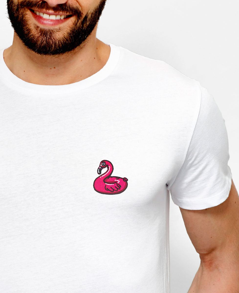T-shirt homme Écusson Bouée Flamant rose