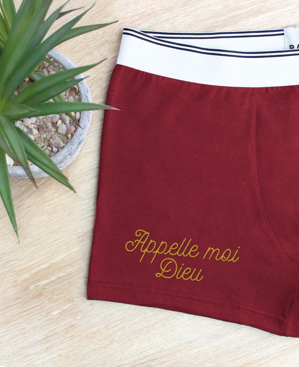Boxer Appelle-moi Dieu brodé