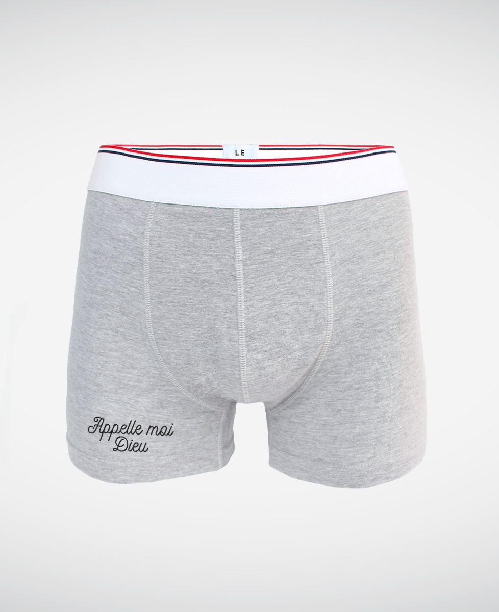 Boxer Appelle-moi Dieu brodé - Cadeaux Couple