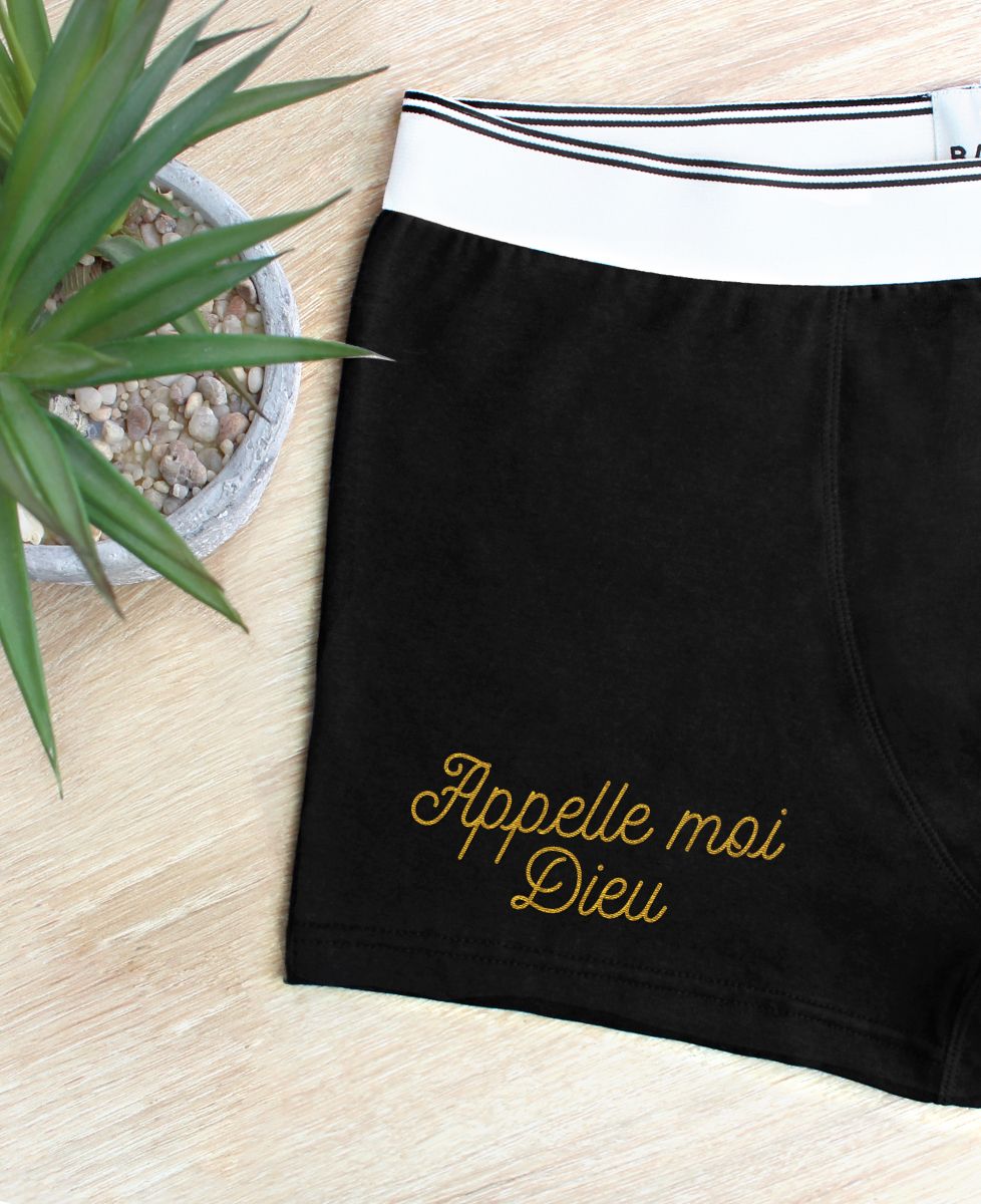 Boxer Appelle-moi Dieu brodé