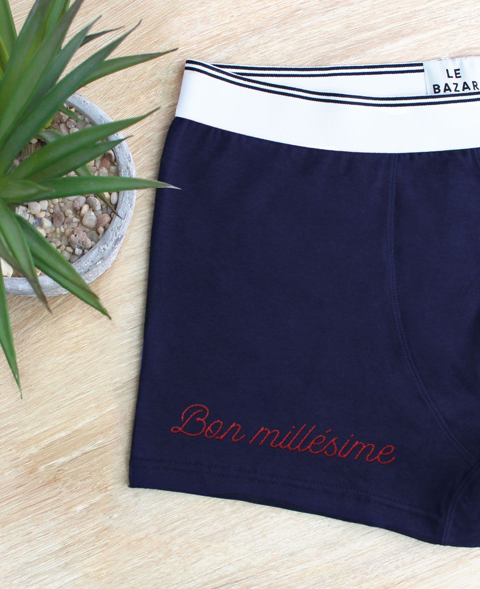 Boxer Bon millésime brodé - Apéro, Cadeaux Frère, Cadeaux Couple