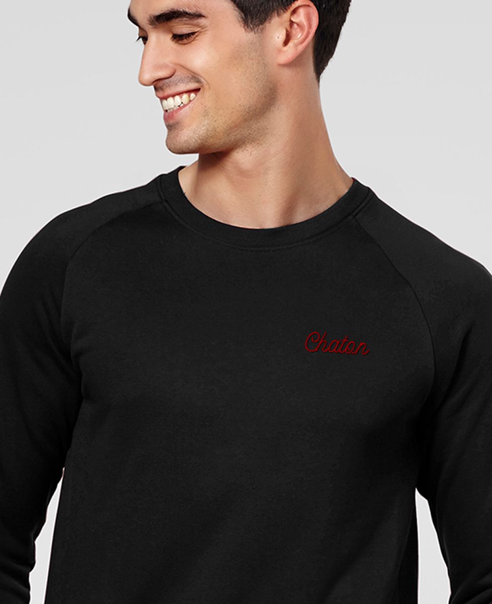 Sweatshirt homme Chaton brodé
