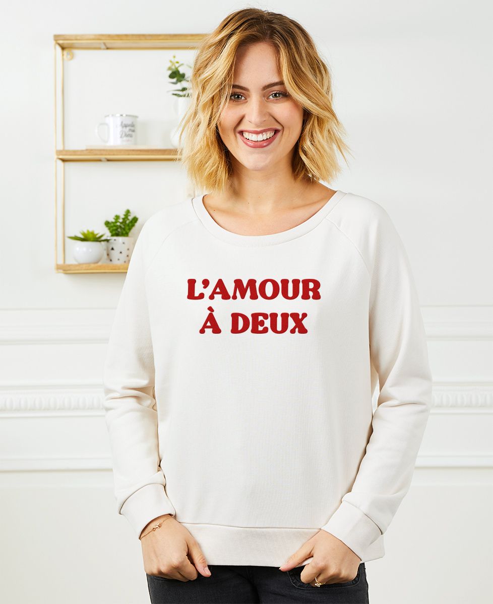 Sweatshirt femme L'amour à deux (effet velours) - Cadeaux Couple