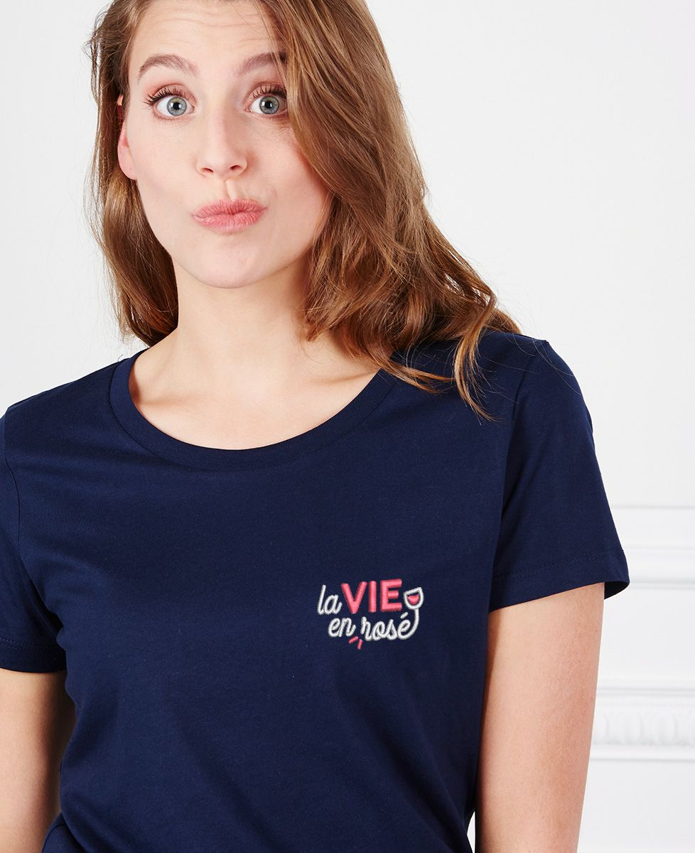 T-shirt femme La vie en rosé (brodé) - Apéro