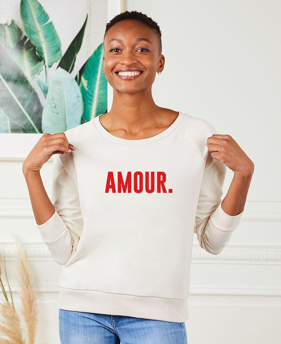 Sweatshirt femme Amour (effet velours) - Cadeaux Couple