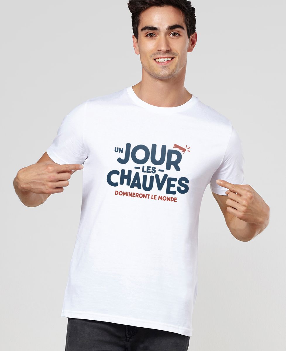 T-shirt homme Un jour les chauves domineront le monde - Cadeaux Papa, Cadeaux Couple